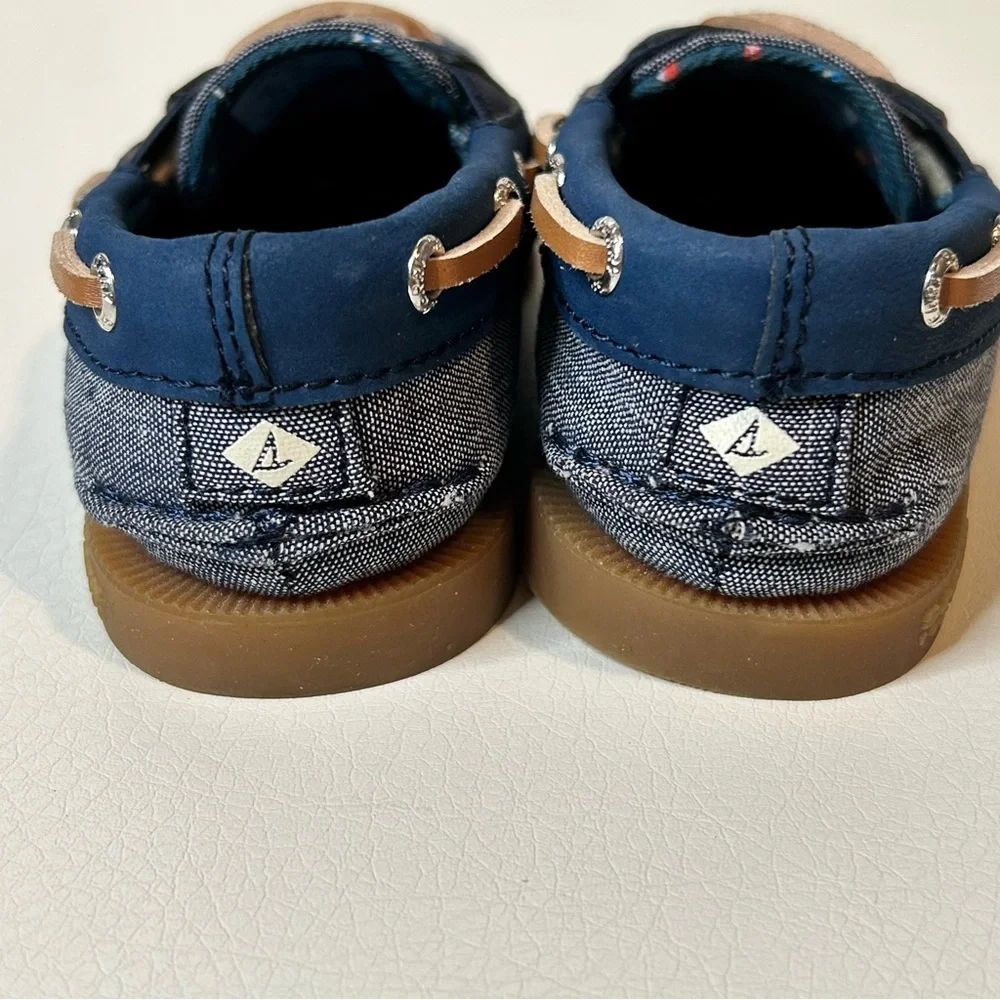 COPY - Kids Sperry Top-Sider denim chambray boat deck shoes like new Size 7 AO …